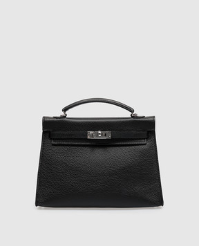 Babe Pay Pls Black leather satchel bag 06508