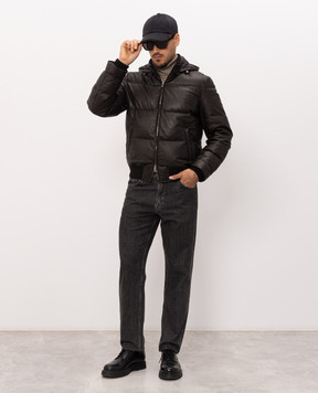 Enrico Mandelli Brown leather down jacket 4T117B7409