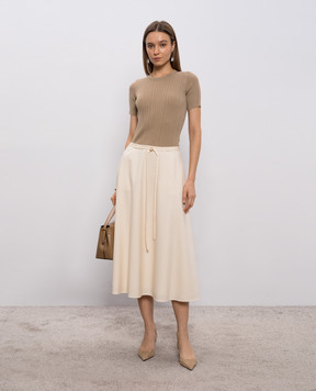 Agnona Beige wool midi skirt TG1113XUW023