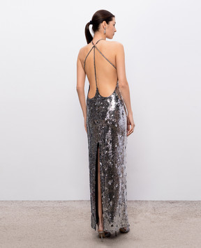 Nissa Silver dress with sequins and crystals RRS16288