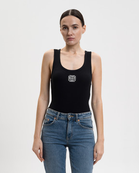 Vetements Black bodysuit with logo WE76BD536B