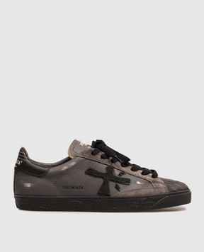 Premiata Steven grey distressed leather sneakers STEVEN