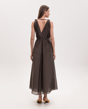 Solotre Brown dress with silk M1AB0098