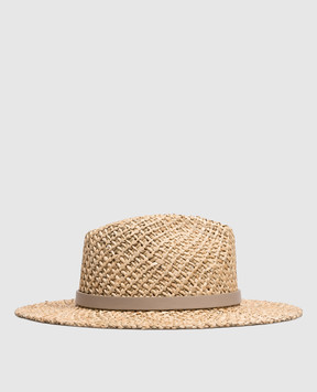Peserico Beige straw hat with monil chain S36220C0CC847