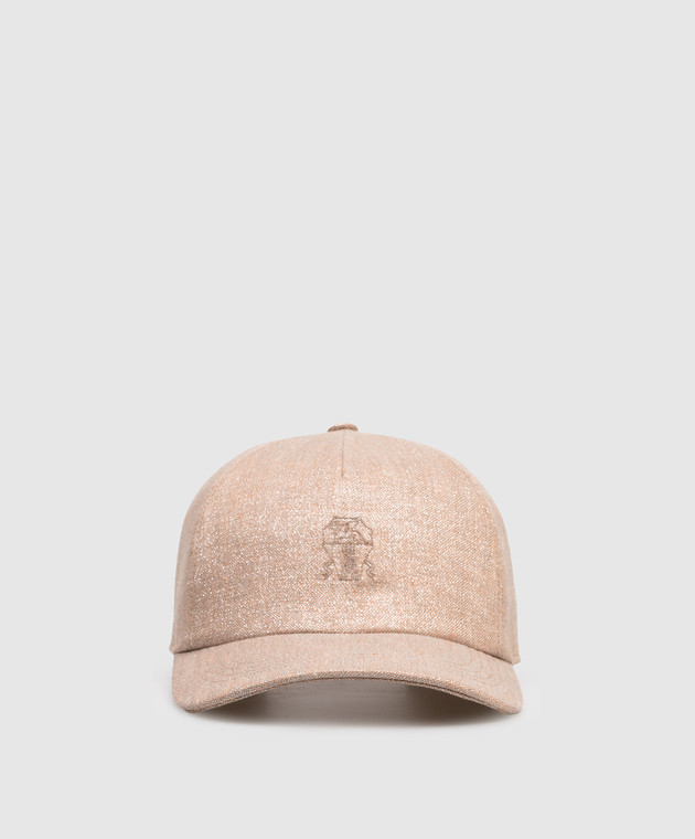 Brunello Cucinelli - Beige linen cap with embroidered emblem