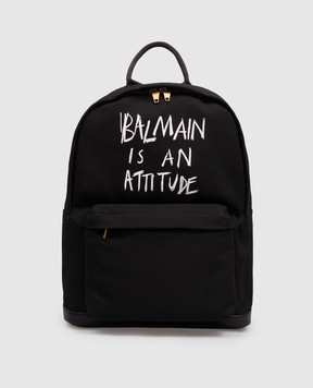 Balmain Children's black backpack with contrasting lettering BZ0I26Z0042