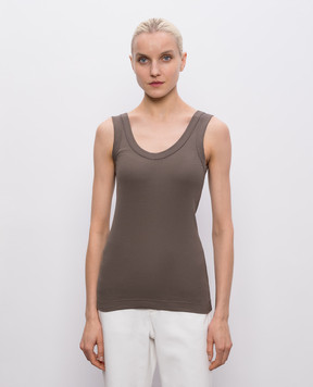 Brunello Cucinelli Brown ribbed T-shirt MG902FP100