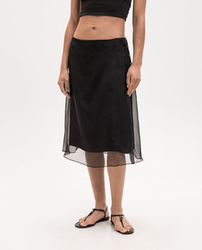 Ami Paris Black silk skirt FSK453SE0039