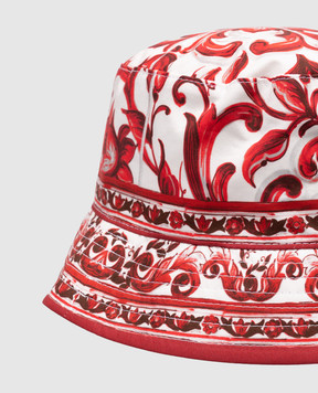 Dolce&Gabbana Children's white panama hat with branded print LB4H42FI5OI