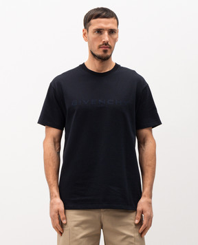 Givenchy Blue silk T-shirt with logo BM71NK3YSF