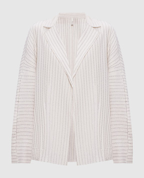 BOBOUTIC Ivory silk and linen cardigan 5027