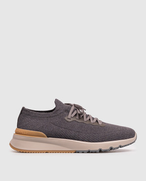 Brunello Cucinelli Grey insulated wool sneakers MZUWLBO253