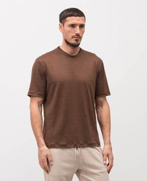 Brett Johnson Brown linen and silk T-shirt SS26J13JD609MOC