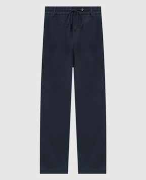 Iceberg Blue linen pants with logo B0803625