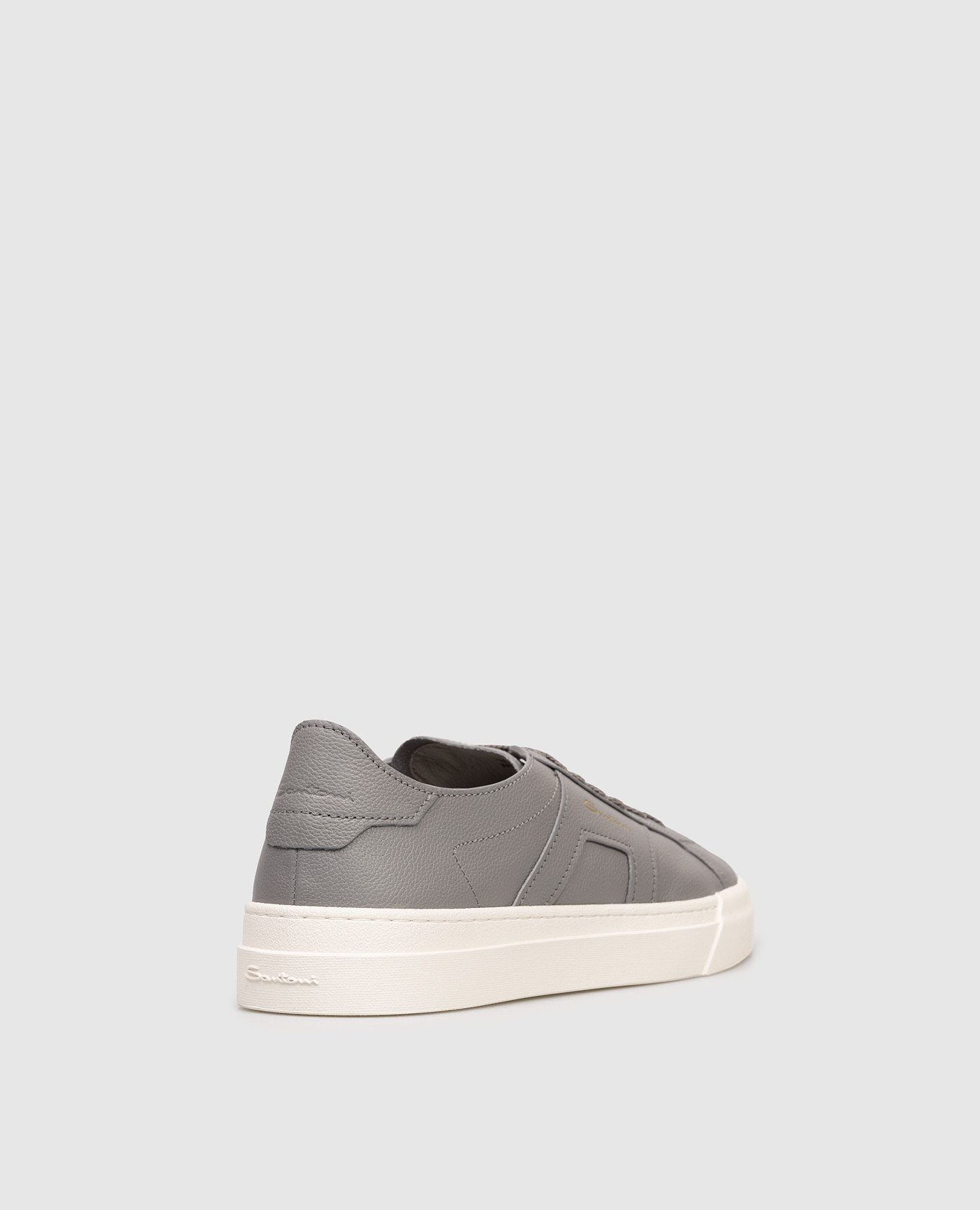 

Grey leather sneakers with logo Santoni