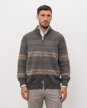 Brunello Cucinelli Gray cardigan with alpaca wool and cashmere MTF710016