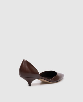 The Row Liisa Kitten D'Orsay Brown Leather Shoes F1864SL1