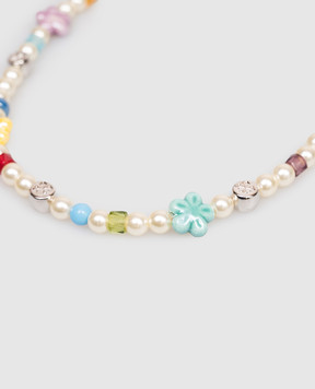 Off-White White necklace with branded beads OWOB143S26MET001