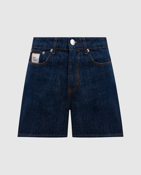 Ami Paris Blue denim shorts with logo patch FSO839DE0122