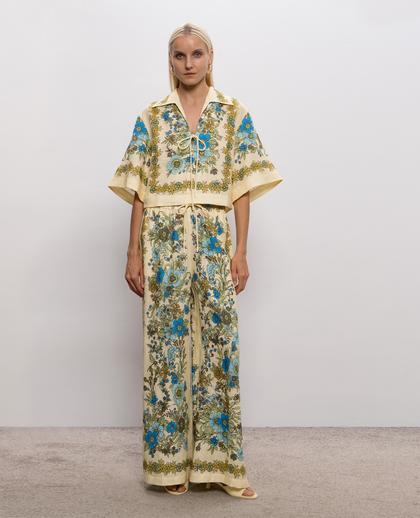 Sophia gelbe Leinenhose mit Print