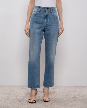 Brunello Cucinelli Blue jeans with logo patch MP095P5758