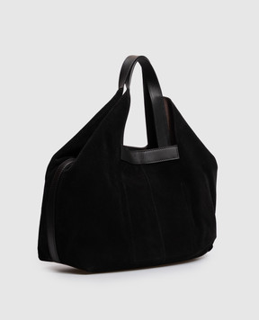 Twinset Black suede tote bag with logo embossing 262TB7140