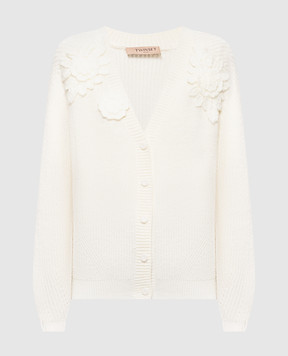 Twinset Ivory cardigan with appliqués 262TT3192