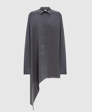 Gray shirt dress with emblem pattern