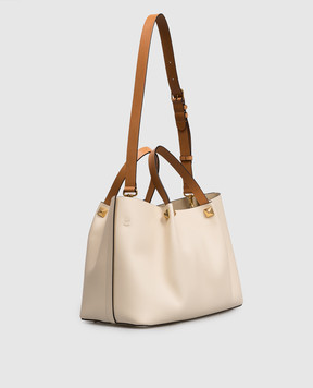 Valentino Beige leather tote bag with logo 8W2B0T01LSX