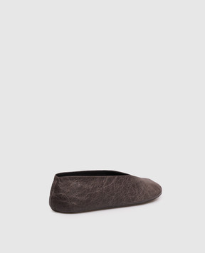 The Row Fay brown leather ballet flats F1858L1B