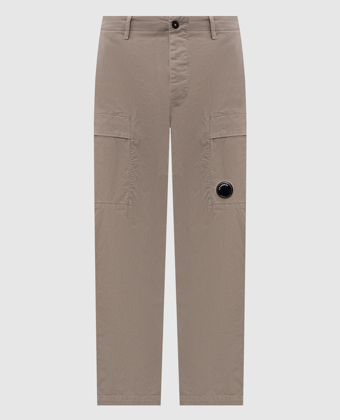 Khaki cargo pants with logo patch