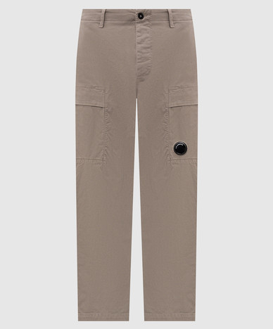 Khaki cargo pants with logo patch