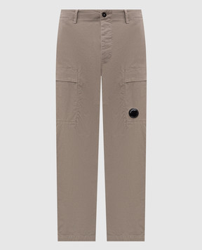 C.P. Company Khaki cargo pants with logo patch MPA090A005529G