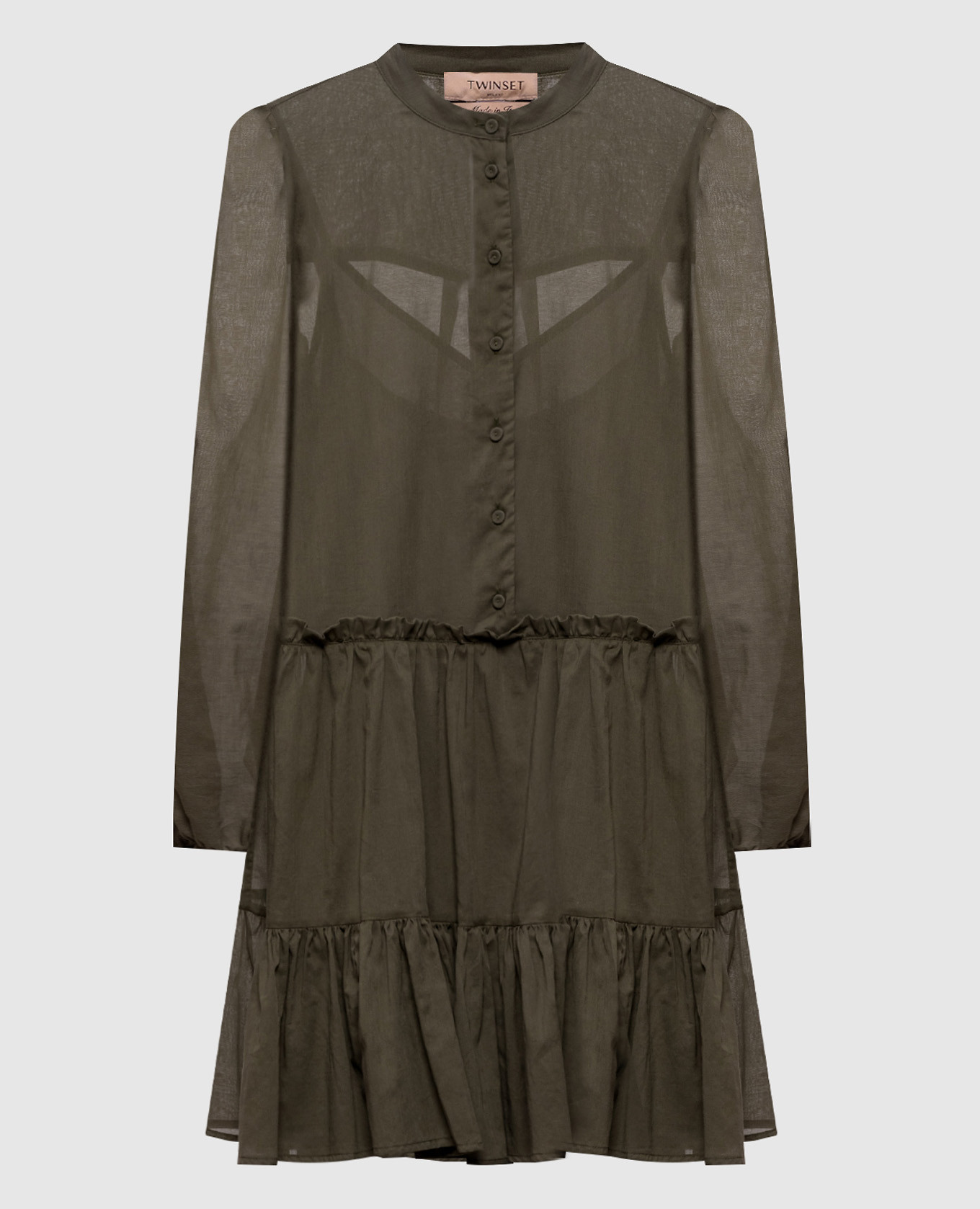 Green dress with metal logo
