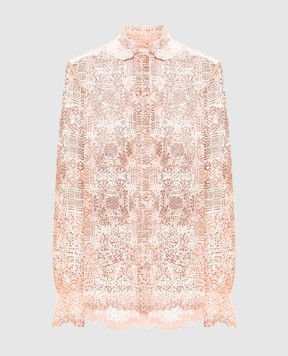 Ermanno Scervino Pink lace blouse with crystals D482K725CTUEO