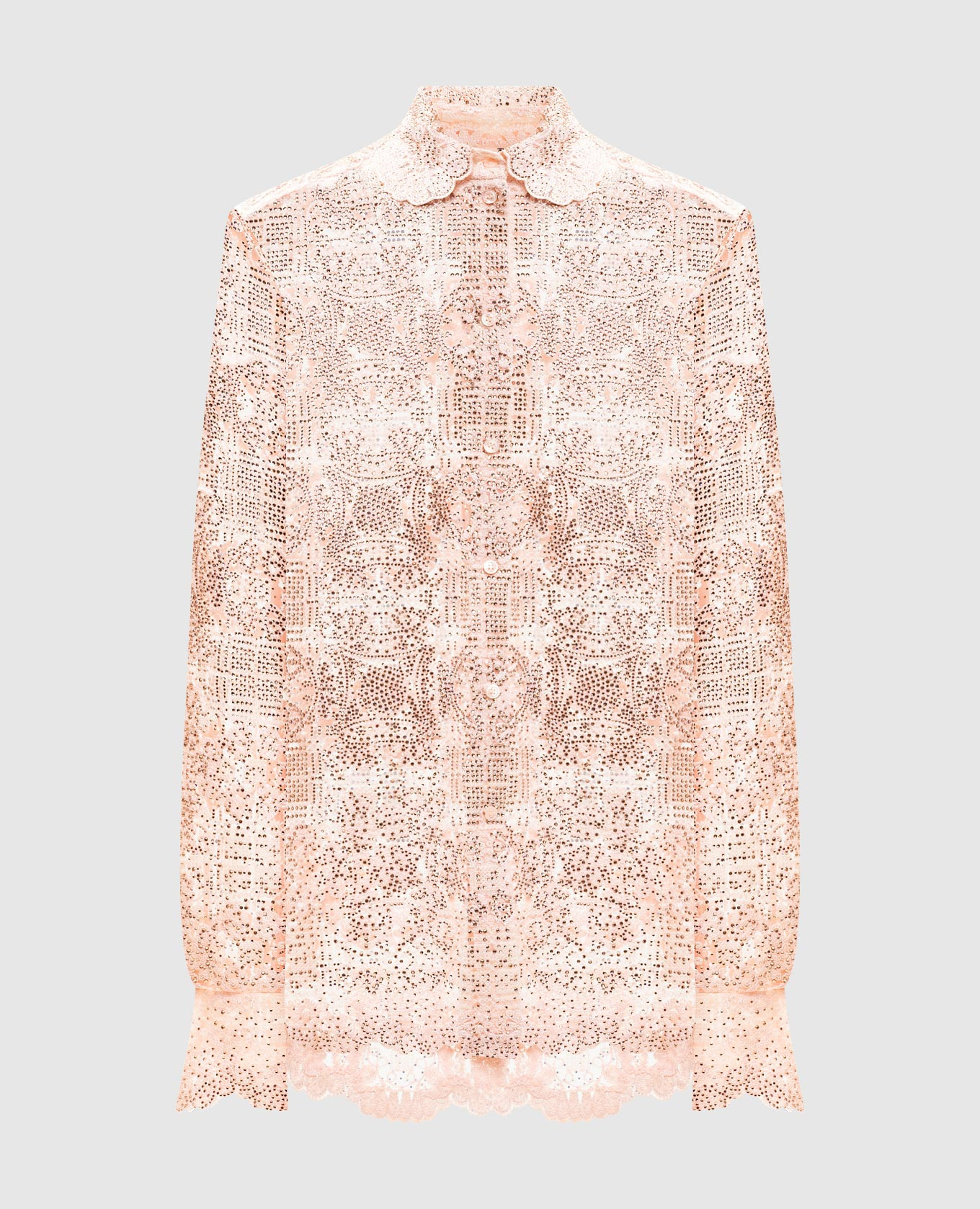 Chemisier en dentelle rose orné de cristaux