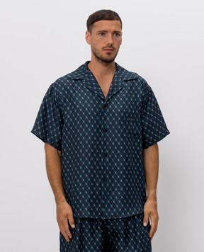 Balmain Blue silk shirt HH1HL065SF55