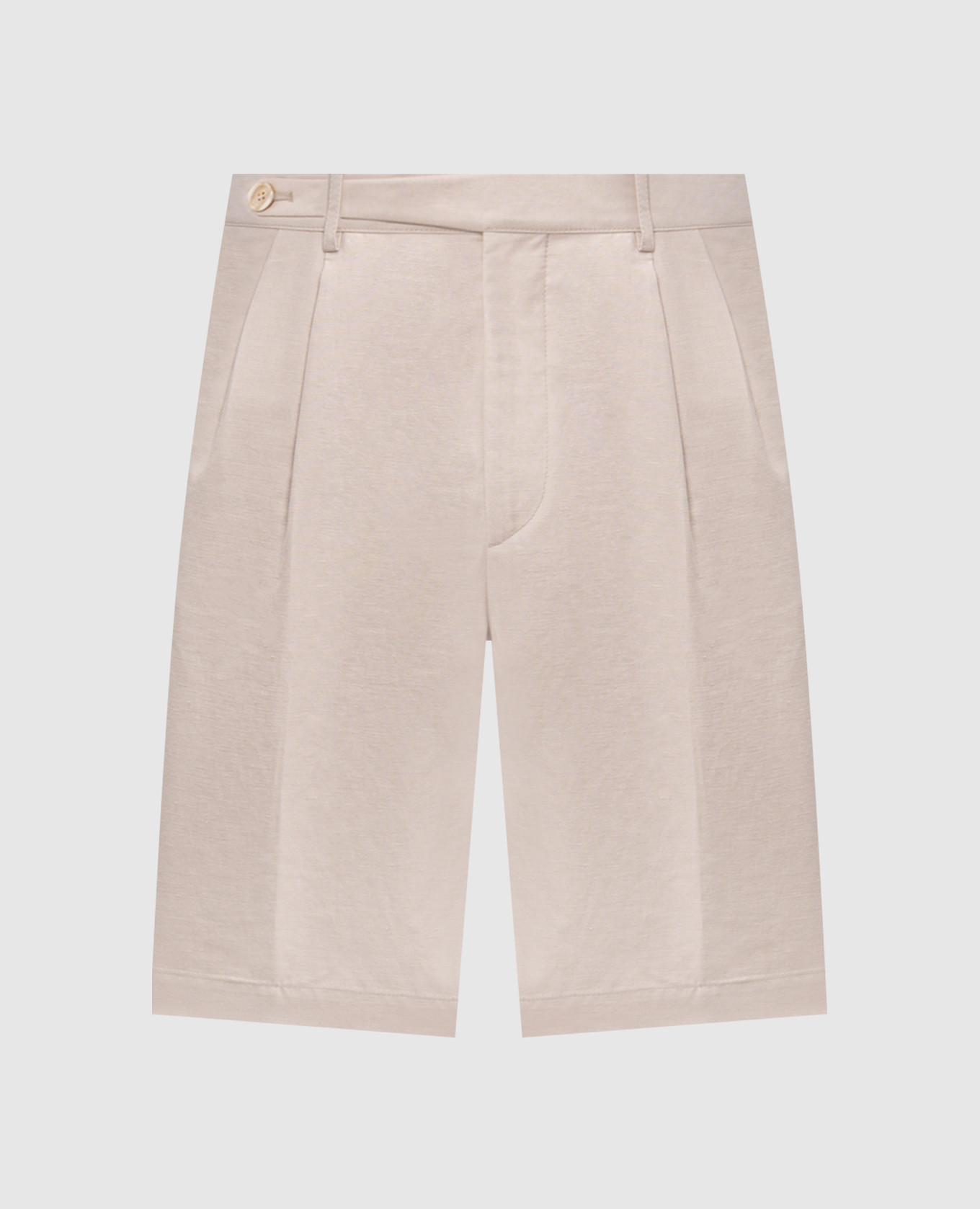 Beige linen Bermuda shorts