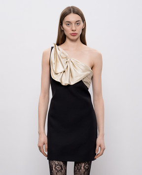 Valentino Black one-shoulder dress made of wool and silk 8B3VAHX51CF