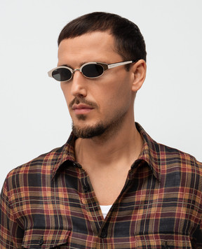 Alexander McQueen Ellipse Metal Gold Sunglasses 852498I3330