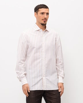 ISAIA White striped linen shirt IM10TCC1014