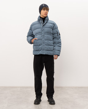 C.P. Company Blue down jacket with logo patch MOW012A005904G