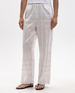 Toteme White pants with contrasting monogram embroidery 243WRB1092FB0239