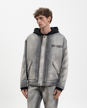 Off-White Grey insulated denim jacket with hood 44MYE09MS26D002