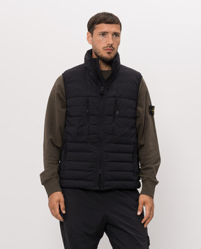 Stone Island Black down vest with logo patch L2S15G100011S0183