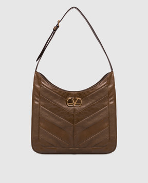 Valentino VLogo Brown Leather Hobo Bag 9W2B0T80KID