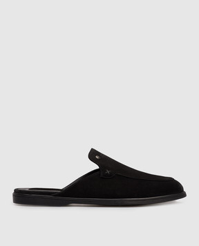 Stefano Ricci Black suede mules with emblem UC64G2396SDP