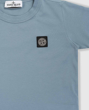 Stone Island Children's blue T-shirt with logo patch L1S162100001S001814