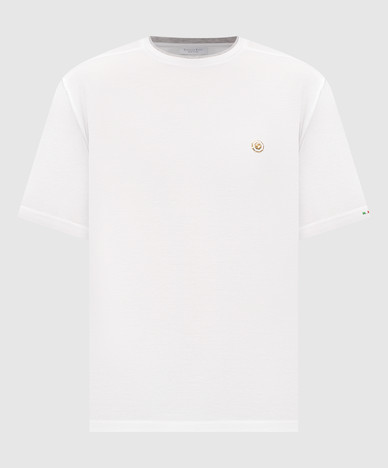 Weißes T-Shirt mit Logostickerei