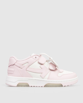 Off-White Out Of Office Kids Pink Leather Sneakers OGIA005S26LEA001